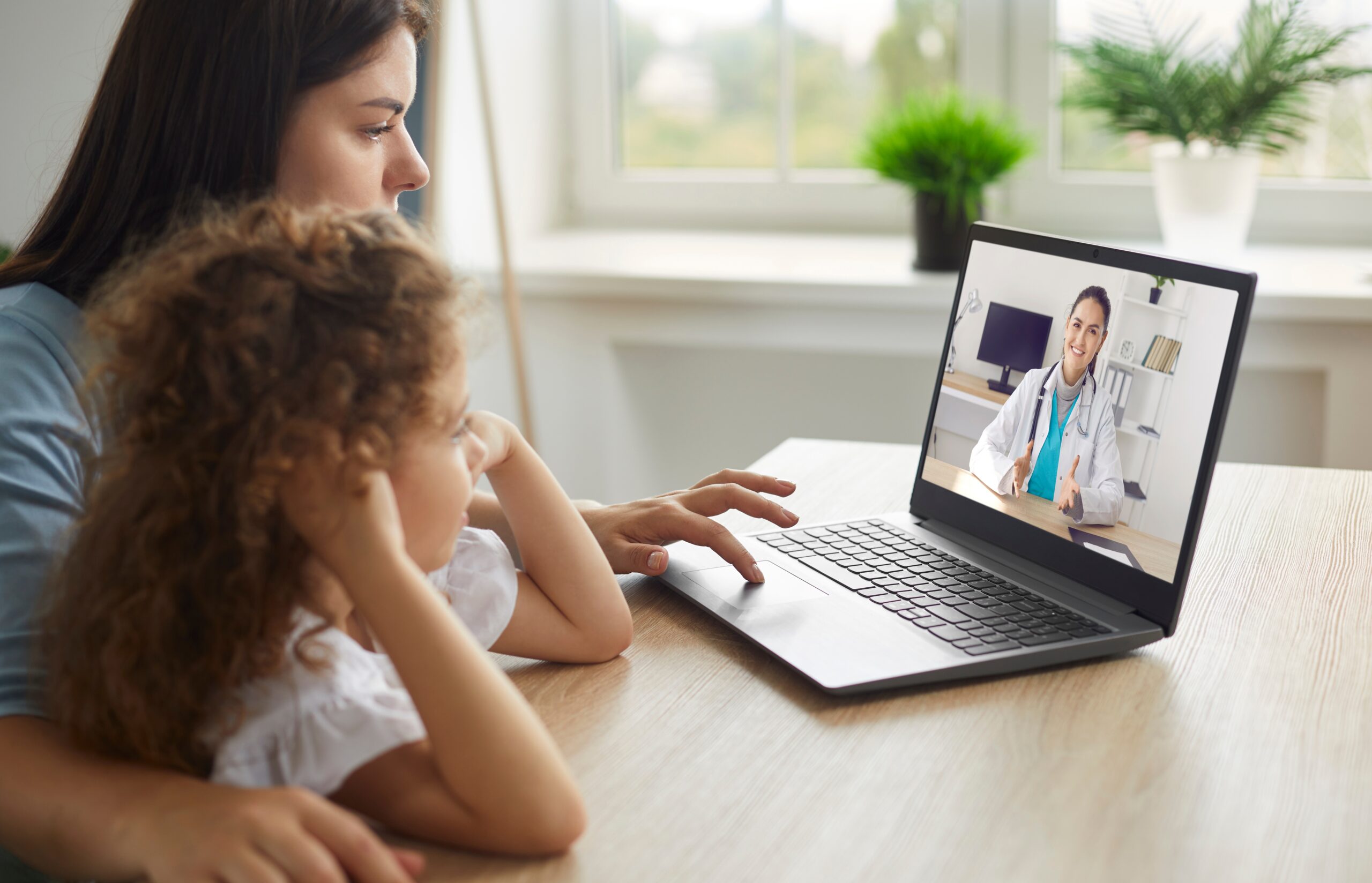 lady and child on healthcare virtual call